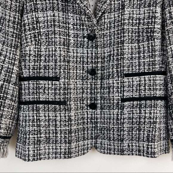 Etcetera Plaid Tweed Fringe Blazer Women’s Size 4 Classic Professional Jacket - Picture 4 of 8